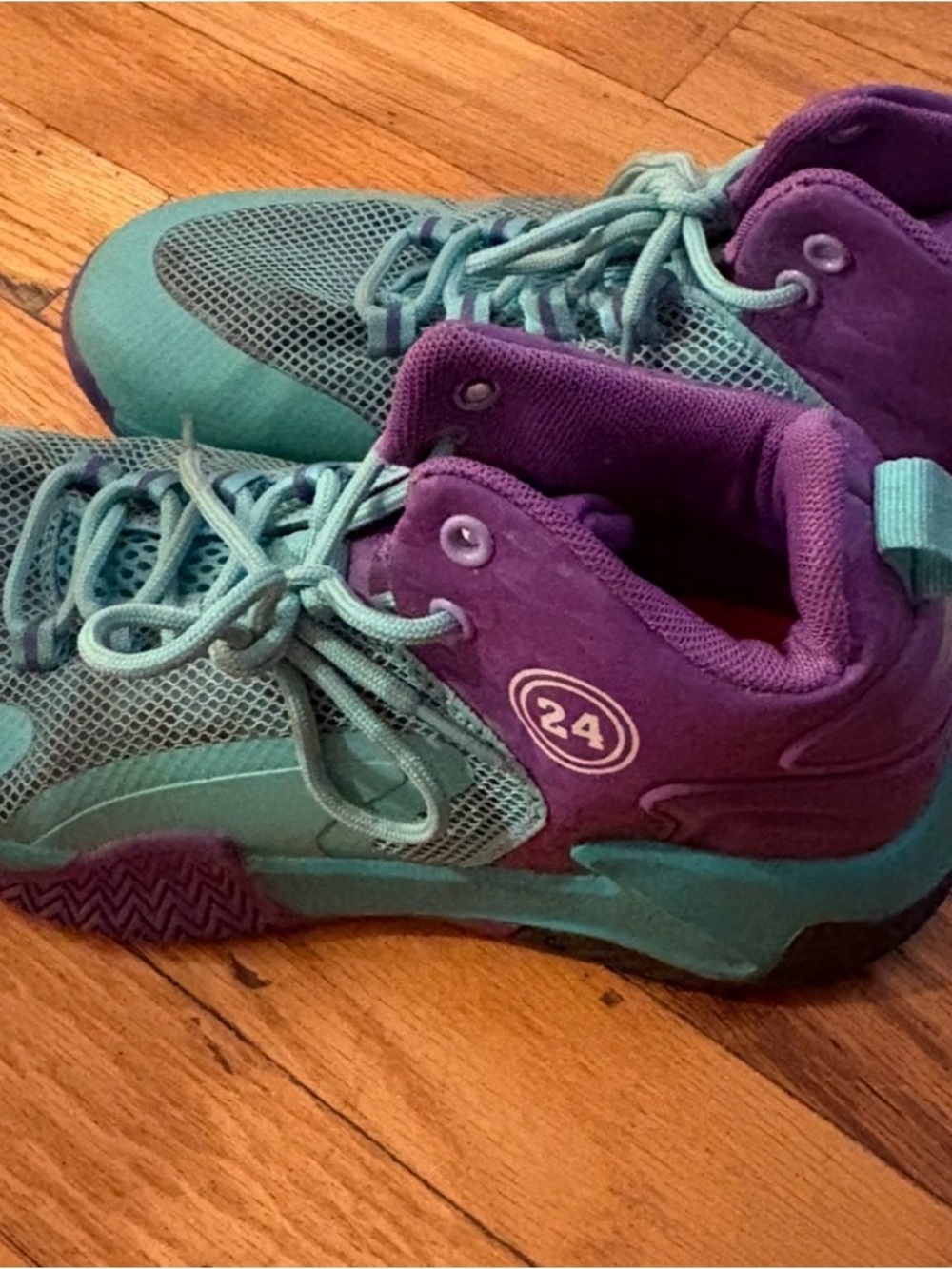 Kids Teal and Purple High-Top Sneakers - Size 24